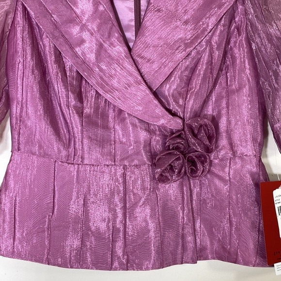 NWT. JS Collections 8 3D Floral Zipper Back Organza Blouse. - Picture 5 of 13